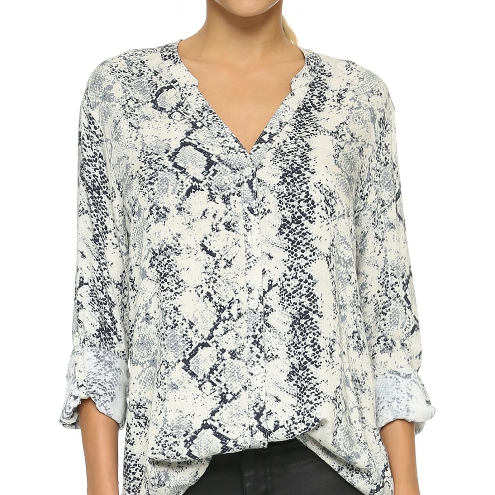 Soft Joie Dane Snake Print Button Down Blouse - image 1